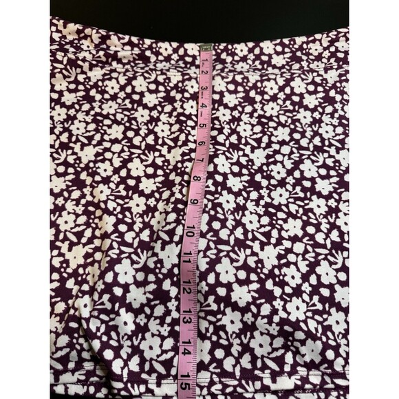 NEW WOMENS Tranquility PLUM PURPLE W/ PINK FLORAL PULL ON KNIT SKORT SIZE Large - Picture 5 of 5
